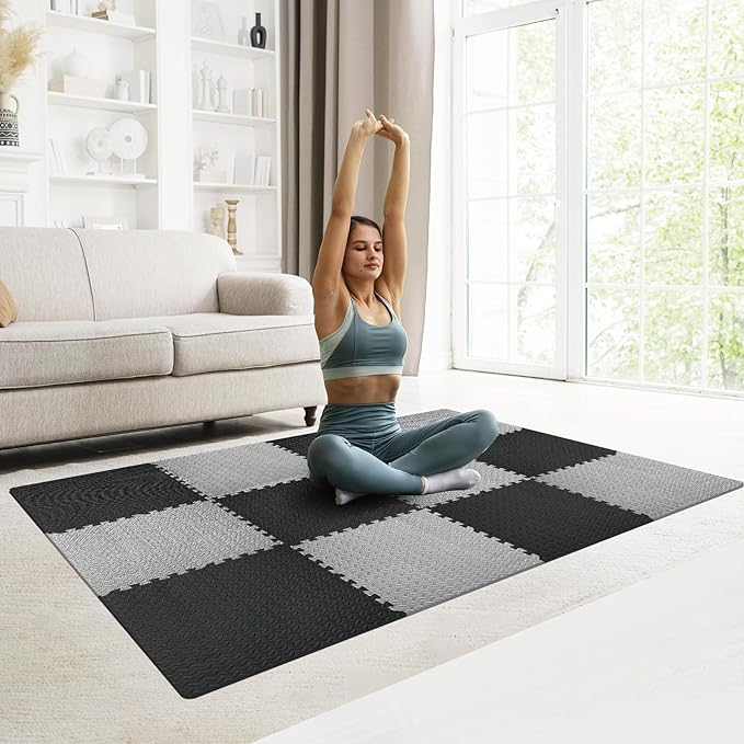 GWT Puzzle Exercise Mat, EVA Foam Interlocking Floor Tiles for Home Gym, Workout Equipment