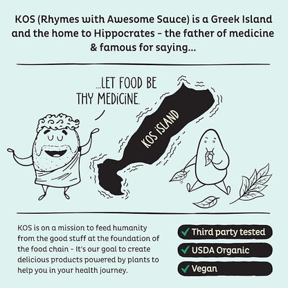 KOS Vegan Protein Powder, Unflavored & Unsweetened - Low Carb Pea Protein Blend, Organic Superfood
