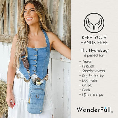 WanderFull® Original HydroBag® Collection, Water Bottle Holder w/Strap & Phone Pocket, Hands-Free