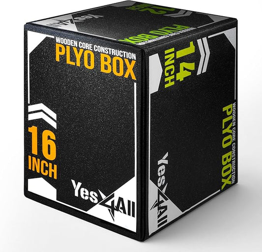 Yes4All 3-in-1 Soft-Padded Plyo Box With Wooden Core, Non-Slip Multi-Use Cushioned Plyometric Jump