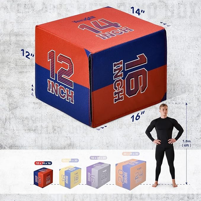 Yes4All 3-in-1 Soft-Padded Plyo Box With Wooden Core, Non-Slip Multi-Use Cushioned Plyometric Jump