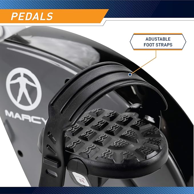 Marcy Foldable Upright Exercise Bike with Adjustable Resistance for Cardio Workout & Strength