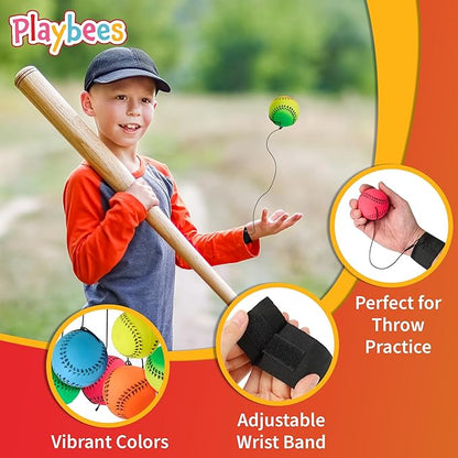 Wrist Baseballs Neon Reactive - 12 Pack - Practice Sports Balls for Fun Outdoor Activity for Kids