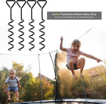 Trampoline Stakes Heavy Duty Strong and Galvanized Steel Corkscrew High Wind Anchor Kit for