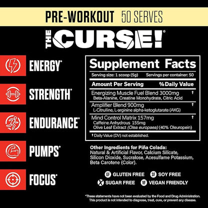 JNX SPORTS The Curse! Pre Workout Powder for Men & Women, Caffeine, Beta-Alanine, Creatine