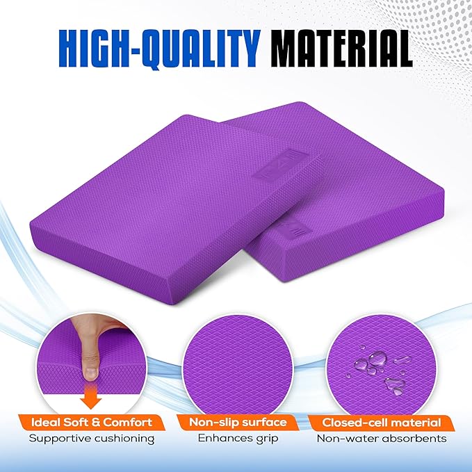 Yes4All Upgraded Size Foam Pad for Exercise, Nonslip Foam Balance Pad Physical Therapy, Yoga &