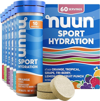Nuun Sport Electrolyte Tablets with Magnesium, Calcium, Potassium, Chloride & Sodium, Gluten Free &