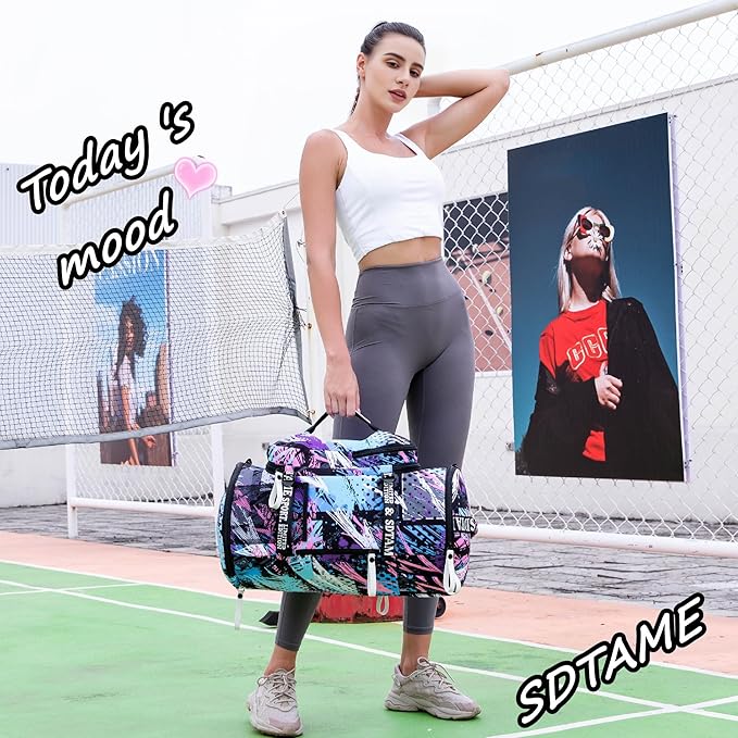 Gym Duffle Bag Backpack with Shoe Compartment,4 ways Travel Backpack for Women and