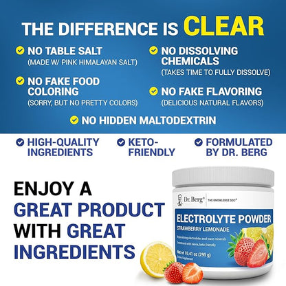 Dr. Berg Zero Sugar Hydration Keto Electrolyte Powder - Enhanced w/ 1000 mg of Potassium & Real