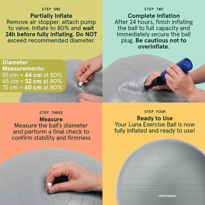 Retrospec Luna Exercise Ball, Yoga Ball, Fitness, Birth, Home Gym, Pilates