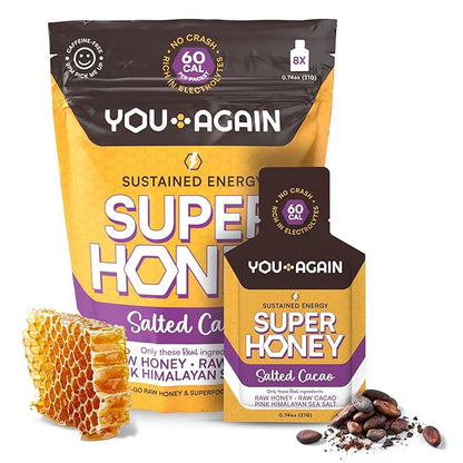 You Again Super Honey Clean Energy Gel, Himalayan Salted Cacao | Electrolyte Replenishment Running