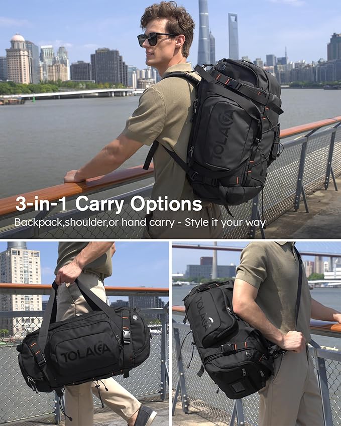 Tolaccea Gym Bag for Men with Shoe Compartment Wet Pocket, 40L Convertible Duffle Bag Gym Backpack