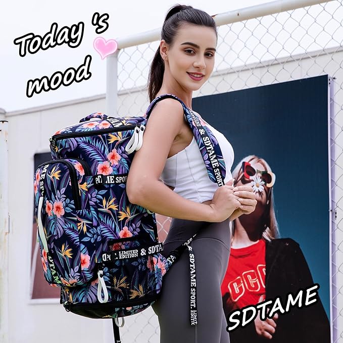Gym Duffle Bag Backpack with Shoe Compartment,4 ways Travel Backpack for Women and