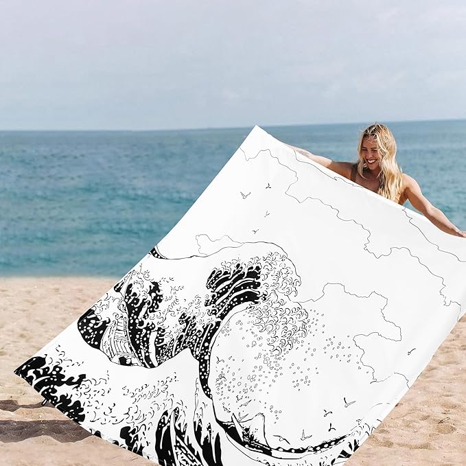 Beach Blanket, Waterproof Sandproof Beach Mat with 4 Stakes & 4 Pockets, 78''×86'' Lightweight
