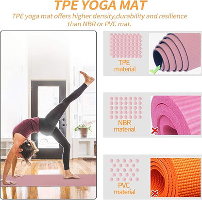 Yoga Starter Kit - 11-Piece Set with Yoga Blocks, Strap, Ball, Mat, Carrying Strap, Net Bag