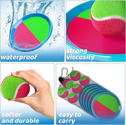 Toss and Catch Ball Game Set, Beach Outdoor Toys for Kids Boys with Paddle, Balls and Storage Bag