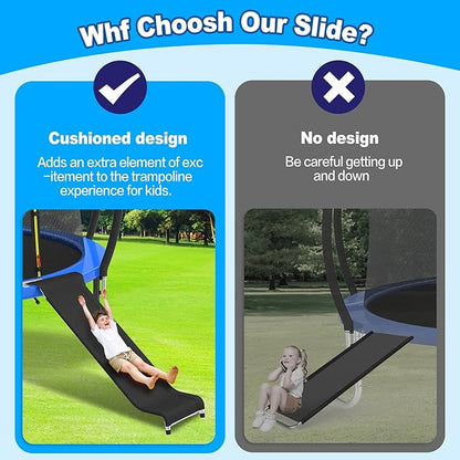 Trampoline Ladder Slide Kit, Trampoline Universal 3 Steps Wide Ladder & Buffer Slide,Universal Step