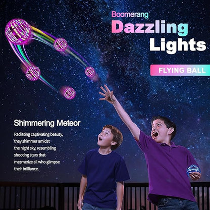 Flying Orb Ball (Pink, 2025 Upgraded) with Dazzling Lights, Magic Hover Spinner, Boomerang Drone