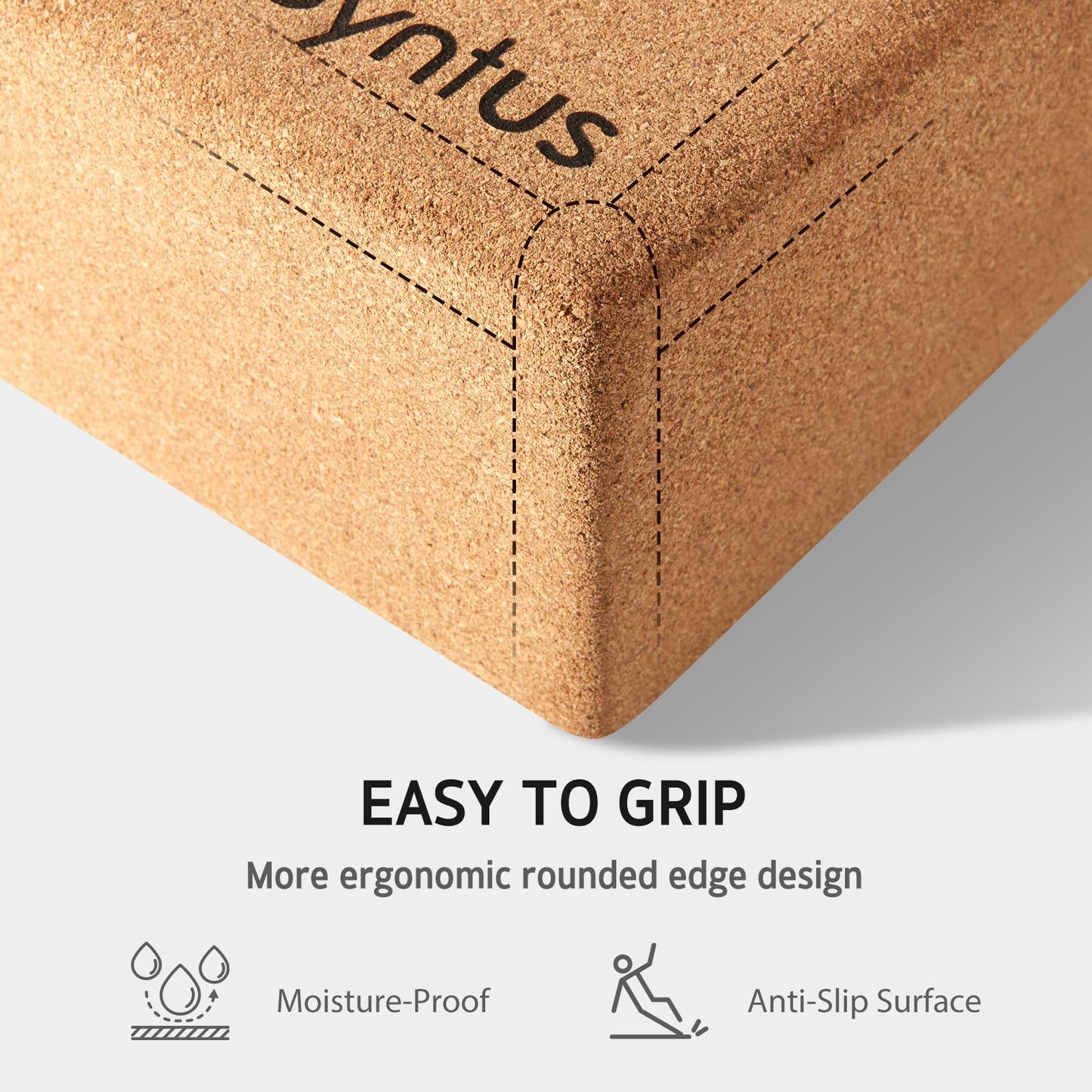 Syntus Cork Yoga Block and Strap Set for Yoga, Fitness, Pilates, Stretching
