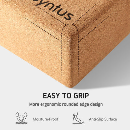 Syntus Cork Yoga Block and Strap Set for Yoga, Fitness, Pilates, Stretching