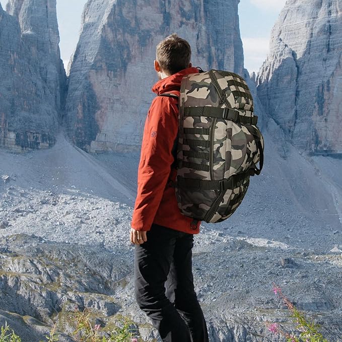 65L Large Travel Duffle Bag Military Tactical Backpack, Army Assault Pack 3 Day Bug Out Rucksack