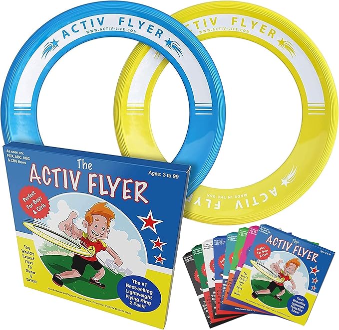 Activ Life Kid’s Flying Rings (2 Pack) They Fly Straight & Don’t Hurt, 80% Lighter Than Standard