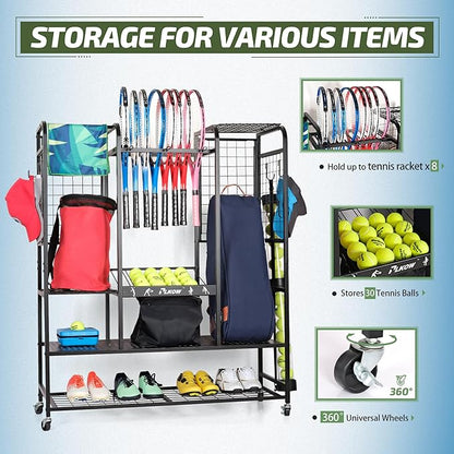 PLKOW Tennis Bag Organizer Tennis Racket Storage Rack, Tennis Equipment Holder for Bags, Balls