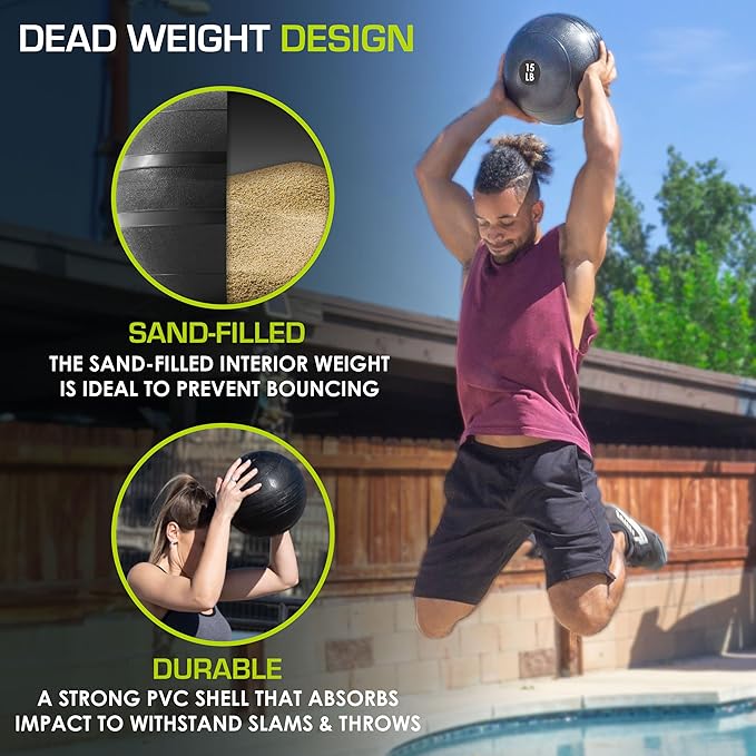 ProsourceFit Slam Medicine Balls 5, 10, 15, 20, 25, 30, 50lbs Smooth and Tread Textured Grip Dead