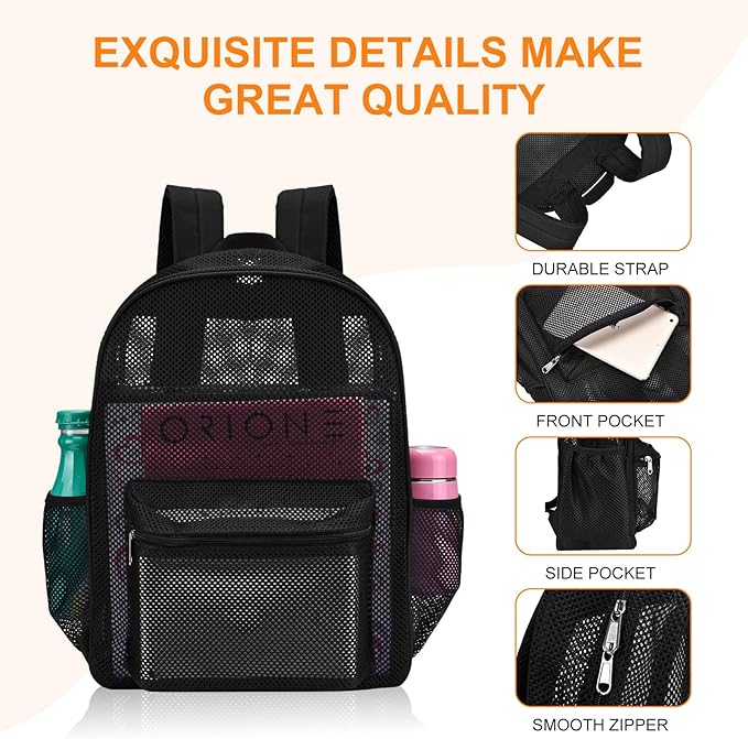 Oraben Duty Mesh Backpacks for Adults,See Through Backpack for Swimming Work Outdoor, Diving