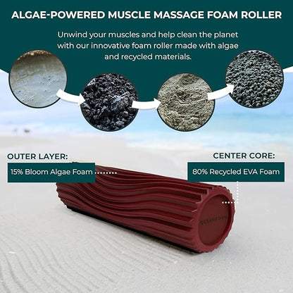 Oceanfoam Tidal Roller - Maroon - Muscle Massage Foam Roller for Back Pain & Stretching - Firm and