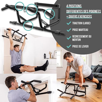 PULLUP & DIP Pull-up bar for door frames for hanging without screws and no slipping, professional