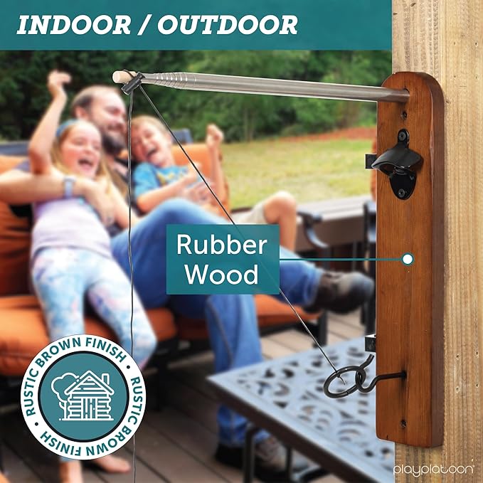 Play Platoon Hook and Ring Toss Bar Game for Adults - Wood Toss Ring Game for Adults - Perfect