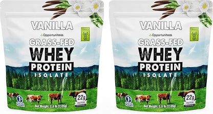 Opportuniteas Grass Fed Vanilla Whey Protein Isolate Powder - 22g Protein Powder Without Artificial