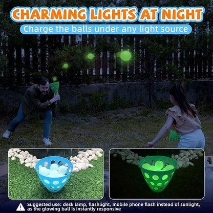 punkdog Pop and Catch Ball Game with 15 Ping Pong Balls, 5 Glow Balls and 6 Catch Launcher Baskets