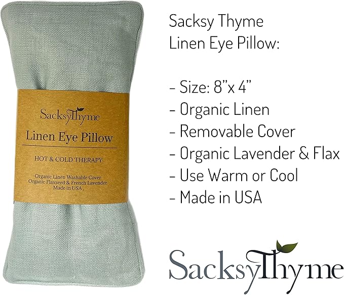 Organic Linen Eye Pillow - Lavender & Flaxseed for Relaxation, Yoga, Stress Relief - Microwavable