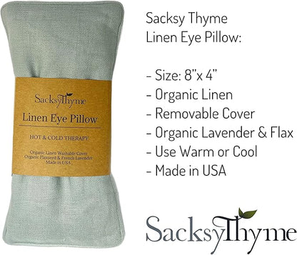Organic Linen Eye Pillow - Lavender & Flaxseed for Relaxation, Yoga, Stress Relief - Microwavable