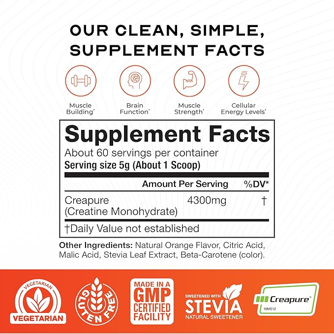 Muscle Feast Creapure Creatine Monohydrate Powder, Vegan Keto Friendly Gluten-Free Easy to Mix