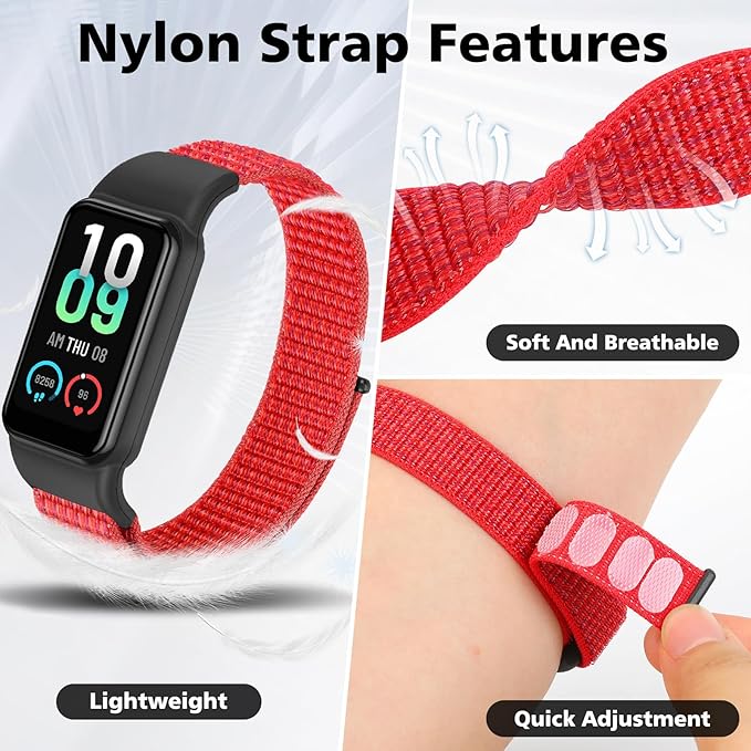 YCHDDER Solo Loop Nylon Bands Compatible with Amazfit Band 7 Straps,Soft Breathable Comfortable