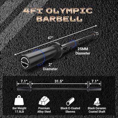 Barbell Bar for Weightlifting - 7FT Heavy Duty (1500LB/700LB), 4FT Short (500LB), 47" EZ Curl Bar