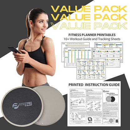 Core Sliders for Working Out - Exercise Sliders Fitness, Stability, Ab, Legs & Full Body (Set of 2)