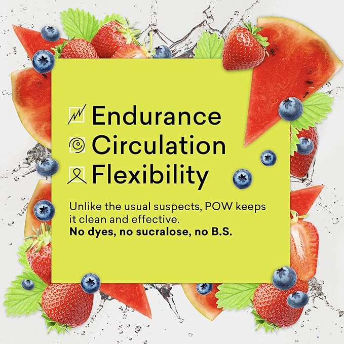 EBOOST POW Natural Pre Workout Powder - 15 Packets, Berry Melon Fizz - Preworkout Energy Booster