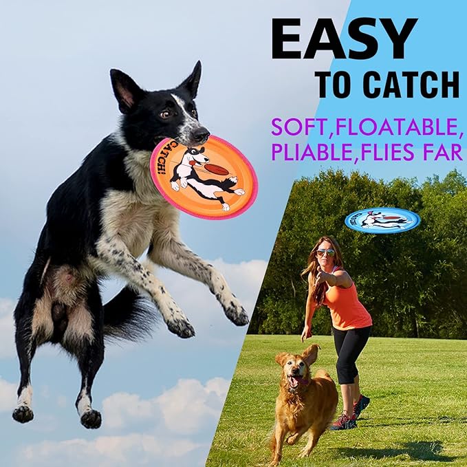 Dog Flying Disc, 3 Pack Dogs Flyer Toys, Lightweight Flying Disc Dog Fetch Toy for Small, Large