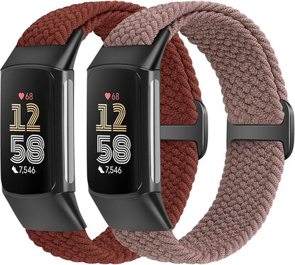 Elastic Braided Bands Compatible with Fitbit Charge 5/Fitbit Charge 6 for Women Men, Breathable