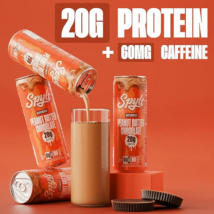 High Protein Peanut Butter Chocolate Milk with 60mg Caffeine & 20g Protein - 90 Calories, Ready to