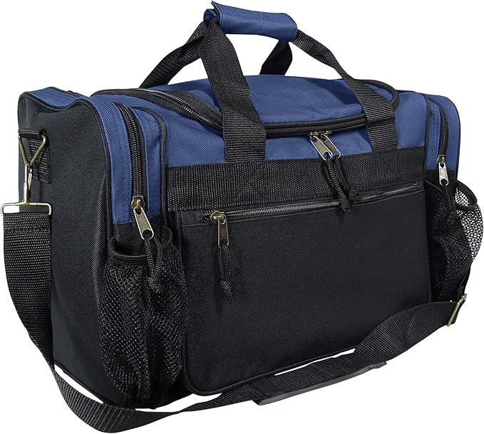 DALIX 17" Duffle Bag Dual Front Mesh Pockets (Black Gold Gray Dark Green Navy Blue Maroon Royal