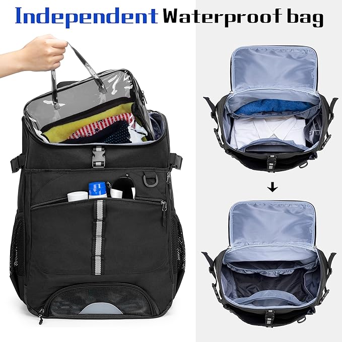 Swim Backpack for Swimmers, Swim Equipment Bag with Additional PVC Transparent Bag for Workout