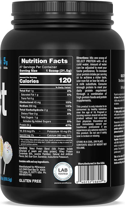 PEScience Select Protein Powder, Whey and Casein Blend, Clean Protein Powder for Women and Men, Low