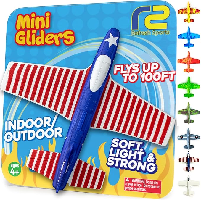 Airplane Toys for Kids: Stars & Stripes Foam Glider Plane Toy For Boys & Girls - USA Flag Design