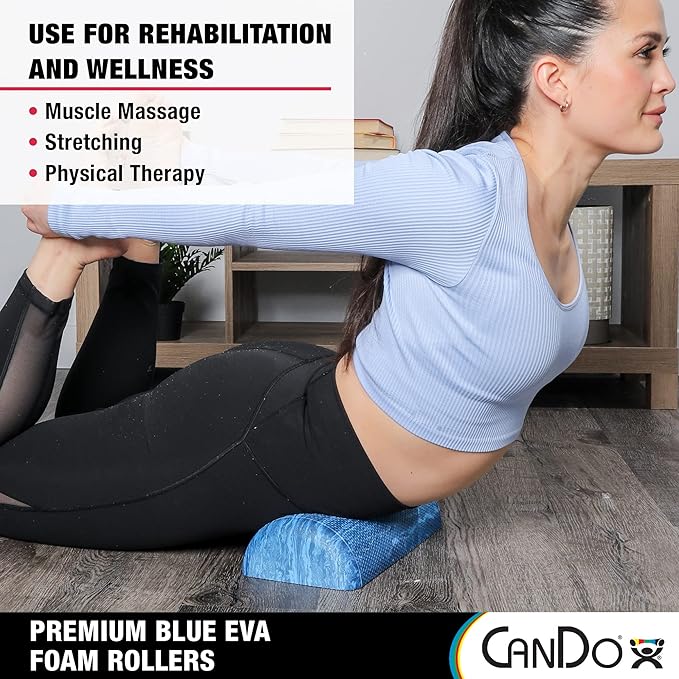 CanDo Premium Blue Marble EVA Foam Roller for Muscle Restoration, Massage Therapy, Sport Recovery