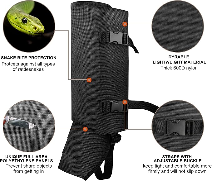 Snake Gaiters Leg Guards, Waterproof Snake Guards, Adjustable Snake Bite Protection for Lower Legs